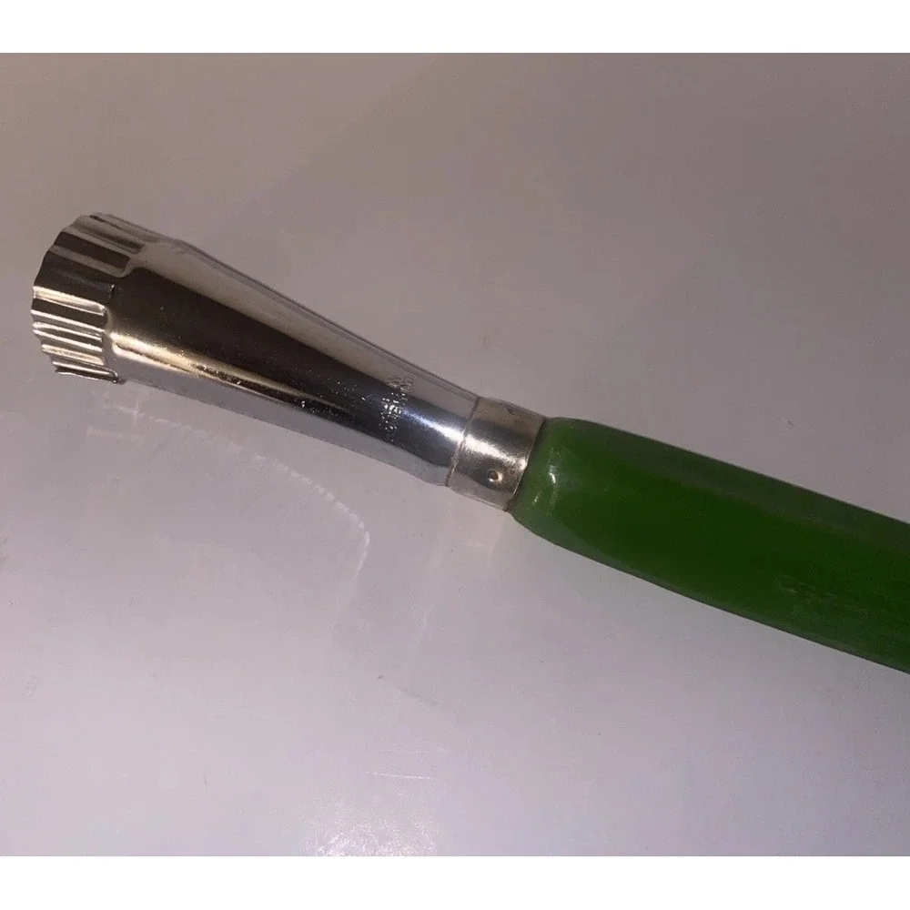 Vtg Apple Corer Kitchen Utensil Olive Green Plastic Handle Made Hong Kong